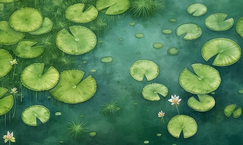 夏天唯美水面上的睡莲荷花池插画背景,插画/手绘图,插画/手绘图库,插画/手绘图下载,插画/手绘